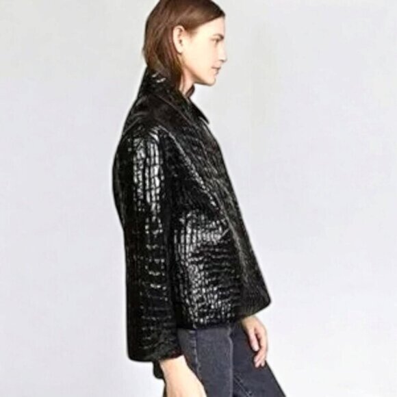 NWT Spanner Gun Metal Sci-Fi Cyberpunk Quilted Moto Zip Metallic Jacket L - Picture 1 of 7